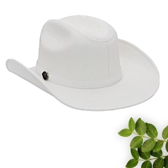 Classic Western White Women's Men's Cowgirl‎ Cowboy Hat Wide Brim - Picture 5 of 5